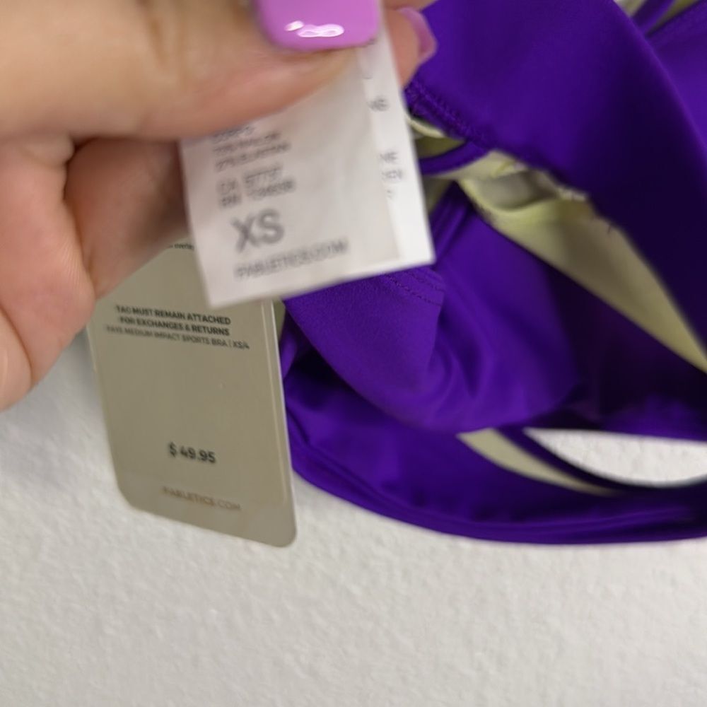NWT- Fabletics-Faye Medium Impact Sports Bra- Berry Kiss/Lemon Crème-Size XS - Picture 11 of 12